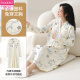 Modal with breast pad confinement clothes for women pajamas maternity clothes long-sleeved nightgown cotton prenatal belly covering home clothes A13062 M [80-100Jin [Jin equals 0.5 kg]]