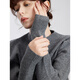 ELLE 100% sheep wool turtleneck sweater for women 2025 autumn and winter new base warm inner wool sweater light gray (half turtleneck upgraded version) XL