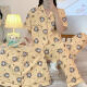 JIACAO 2025 NEUER LABUBU-Cartoon süßer Pyjamas für Frauen im Frühling und Sommer kurzärmelige Hose dreiteiliger Set für Heimkleidung außerhalb von 14132# Doppel-Länge-Spitzen-Tuch-Tuchs-Set XL 110-130jin [Jin gleich 0,5 kg]