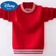 迪士尼（Disney）男童毛衣2025棉打底衫中大童洋气韩版套头圆领儿童羊毛衫针织 藏青色. 加厚一体绒 160 cm