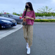 
Hafduo large size women's fat sister summer suit women's fashionable slim striped short-sleeved T-shirt versatile casual pants for women 1389 khaki pants [single piece] 3XL [suggested 145-160 Jin [Jin equals 0.5 kg]]