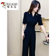 Woodpecker Internet Celebrity Fashion Jumpsuit für Frauen 2025 Sommer neuer schwarzer V-Ausschnitt Puffhülle Slimming-Jumpsuit WH2601# Black [Version] M Vorschlag 95-105Jin [Jin ist gleich 0,5 kg]