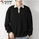 Woodpecker (TUCANO) sweatshirt men's long-sleeved T-shirt men's autumn and winter lapel loose bottoming shirt tops men's black XL