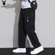 Playboy (PLAYBOY) overalls men's 2025 new summer wide-leg loose straight spring and autumn casual long pants men's 9930 black M