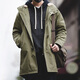 Maden workwear American retro M51 fishtail windbreaker mid-length hooded jacket men's military coat park over cotton jacket autumn and winter military green (slim fit) L