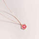 Youshu 18K gold pink peach blossom necklace for women, light luxury sterling silver gold-plated sweet cherry blossom clavicle chain four-leaf clover trendy pink peach blossom necklace