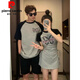 Pierre Cardins Sonderanzug des Spezialpaares Summer Dress One Rock One Kleid 2025 Neues Baumwollkurzärmel-T-Shirt One Men und One Damen-Top-Stoffqualitätssicherung) 691 Frauenrock + Männer ts Männer l + Frauen
