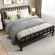 L&S bed iron bed European style iron frame bed fashionable double bed simple bedroom rental dormitory keel bed frame YC09 black 1.5*2m (shipped from 7 warehouses)