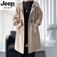 JEEP SPIRIT high-end men's windbreaker jacket men's medium-length coat 2025 new spring and autumn long large size men's tops black 2025 new style Strictly control the process No M 100-120Jin Jin equals 0.5 kg