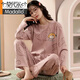 Pajama de manga larga de marca modal para mujeres en la primavera, otoño y verano, algodón dulce y linda ropa casera, gran tamaño, se puede usar fuera del traje, conejo plegable 831 m 80jin [Jin iguala 0.5 kg] -100jin [Jin equivale a 0.5 kg]