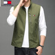 Tommy Hee Kelly Tommy Men's Men's Spring and Automne Automne Mink Stand-Link Veste Veste gilet extérieur Tendance de gilet sans manches décontracté polyvalent 686 Kaki L [Poids suggéré 115-130 Jin [Jin est égal à 0,5 kg]]]