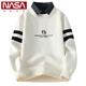 
NASA XVVX Fake Two-Piece Sweater Men's Autumn and Winter Shirt Collar Knit Sweater Men's Striped Color Blocking Bottom Shirt Warm Autumn Clothing M9855 MW XL About 125-140Jin [Jin equals 0.5 kg] Can be worn
