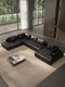 Die gleiche Art von Lawrence-Sofa, originales schwarzes Ledersofa, High-End-Vollledersofa, geradereihe Sofa, große flache Schicht, Kombination H1392 cm, Kombination 0 cm