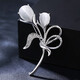 WOUG fashion brooch for women's cardigan coat corsage shawl pin buckle atmospheric crystal Korean style impatiens flower brooch silver