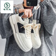Woodpecker White Men's Shoes 2025 New Spring and Autumn Teenagers Thick Sole Casual White Shoes Feeling Versatile Sports Board Shoes 9906 White Green 39 (245mm)