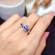 OEMG natural tanzanite ring s925 sterling silver fashionable exquisite fresh flower style 5*5mm exquisite and compact