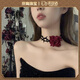 Oein thorn rose choker neck women's choker neck red flower chain clavicle chain flower necklace women's dress accessories red choker