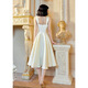 Satin mini dress, women can usually wear French style certificate dress, simple temperament, noble lady's high-end evening dress, white XS