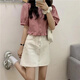 Muyiming (Muyiming) Summer Nueva camisa de manga corta de 2025 rufa para mujeres con cintura alta puede ser salado o dulce jengibre 701 m 95-105Jin [Jin equivale a 0.5 kg]