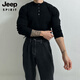 JEEP SPIRIT Henry collar long-sleeved sweater men's spring new American high-end muscular men's fitness all-match slim T-shirt brown M 100Jin Jin is equal to 0.5 kg within