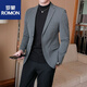 ROMON new suit men's slim small suit casual and versatile Korean style handsome trendy solid color business spring and autumn suit jacket two buttons 1819 light gray (top) 2XL 135-145Jin Jin equals 0.5 kg