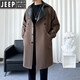JEEP SPIRIT windbreaker men's mid-length coat 2025 new spring and autumn high-end woolen coat trendy British handsome men's clothing black 2XL