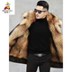 Scarecrow (MEXICAN) parka men's detachable winter coat, imitation fox fur lining, imitation fur mid-length mink fur integrated red shell, brown lining (long style) XL 175 recommended 115-135 Jin Jin equals 0.5 kg