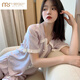 Modal French Palace Style Ice Seide Pyjamas Damen-Kurzarmhose im Sommer Neue Internet-Promi-Kleidungsstil-Kleidungsstücke Set hochwertig-yfy9905 Kurzarmhosen] M empfohlen 80-100jin [Jin gleich 0,5 kg]]