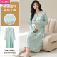Modal with breast pad confinement clothes for women pajamas maternity clothes long-sleeved nightgown cotton prenatal belly covering home clothes A13062 M [80-100Jin [Jin equals 0.5 kg]]