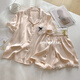 Fhhuabd-Pyjamas für Frauen im Sommer dünne kühle Eis Seide Kurzärmele Ins Stil hochwertiger Liebe Lace Girl Home Clothing Set WLW-9221 Silky Stoff M Empfohlen 80-100jin [Jin gleich 0,5 kg]