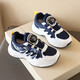 Warrior children's running shoes knob button dad shoes mid-to-big children's casual shoes WZ(CL)-1105 dark blue and white 37