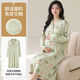 Reines Nachthemd mit Brustpolster neuer Frühlings- und Herbst Sommer langärmelige Kleidung für schwangere Frauen nach der Geburt und nach der Geburt Still- und Schwangerschafts-Pyjamas MNQ13062#RR One Size XXL-Code [140-160]