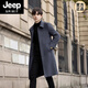 JEEP SPIRIT男士羊毛呢子大衣2025年冬季加绒双面毛呢中长款外套男 X908黑色 L 【111-120斤】