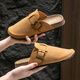 Ella disfruta de zapatos Baotou Birkenstock para mujeres con desgaste de cuero de imitación y mujeres versátiles con medio tirón y pedaleo TQ671 Caki 40/41