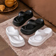 She enjoys flip flops for women wearing thick sole stomp and foot-sliding on the outside and beach shoes TQ723 Black 36/37