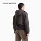 阿玛尼（ARMANI）/25春季新款男士可拆连帽立领短款夹克外套 U1098-灰棕色 S 46 (：120-130斤)