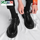 Zapatos de cuero de cartelo de estilo para hombres Versátiles Versátiles Versátiles Derby de cabeza grande grueso Suele alto y bajo Top de desgaste Martin Boots Black 6625 Modelo de cuatro temporadas 40 Tamaño de calzado de cuero estándar
