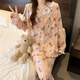 Molianya süßer Stil süßer Pyjamas für Frauen im Frühling und Herbst Sommer Langarm Dünne Schüler Prinzessinstil Cartoon Sommer Home Clothing Set 3523# Falten Stoff Doppellänge Kulomi M 75-100jin [Jin gleich 0,5 kg]