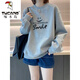 Woodpecker (Tucano) Hutloser Baumwoll-Sweatshirt für Frauen Herbst New Longleved T-Shirt Round Hals Lazy Style Dünn locker schlank vielseitig.