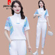 皮尔卡丹（pierre cardin）冰|丝短袖休闲套装女2025年夏季新款宽松时尚减龄跑步运动服两件 (1389)白色 M (建议100斤以下)