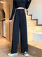FHHUABD黑色西装裤女春秋薄款韩版高腰垂感显瘦直筒宽松阔腿拖地休闲 1047#黑色一纽扣款 均码 s建议94斤内穿
