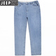 JEEP SPIRIT春秋款特大码牛仔裤男加肥加大运动裤宽松直筒肥佬男春秋长裤子潮 烟灰色9904款 30 (腰围2尺3)110-120斤