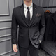 Jason's High Quality Casual Suit Suit Men's British Wedding Groom's Dress Business Formal Two Button Suit Three Piece Suit Brown (Suit + Shirt + Pants) L (Suitable for 111-125 Jin Jin equals 0.5 kg)