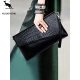 KUQIDAISHU Women's genuine leather clutch bag Women's new style hand grab women's bag Crossbody fashion handbag Women's envelope bags holiday gifts Black large size [leather with chain straps]