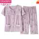 
Modal pajamas for women 2025 new style middle-aged mother short-sleeved cropped pants summer cotton cardigan plus size home clothing set LM-6626 [cardigan style] M [recommended 80-100Jin [Jin equals 0.5 kg]]