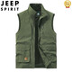 Jeep Spirit Vest Men's NOUVEAU 2025 Printemps et automne Modèle mince d'été grande taille Multi-poche gilet gilet extérieur gilet à séchage rapide Clip de cheval 677 kaki m