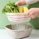 Double-layered vegetable sink drain basket fruit plate spit bone dish living room home kitchen fruit basket rounded medium gray white drain net plus basin