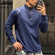 JEEP SPIRIT Jeep fitness long-sleeved men's loose elastic half-zip sports t-shirt running spring and autumn basketball training cycling jersey carbon gray M