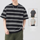 Kurentou High-End T-Shirt Herren kurzärmelig 2025 Sommer Neues runder Hals gestreift