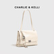 CHARLIE&KELLI CK品牌轻奢包包女包2025新款翻盖流浪包女士单肩斜挎包 贝壳白